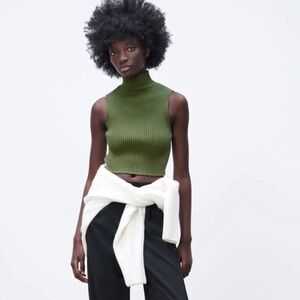 Zara olive green ribbed sleeveless top